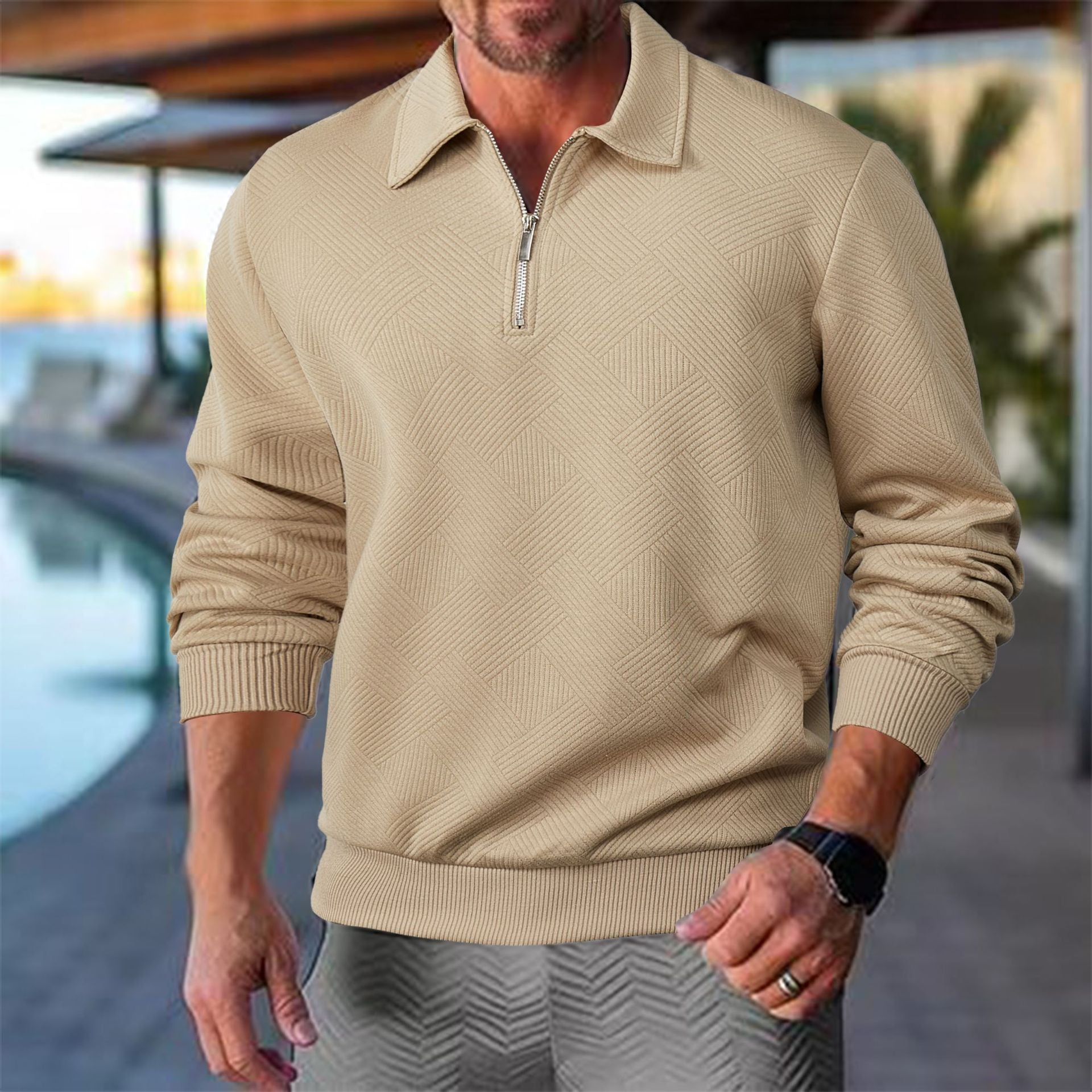 Men's Jacquard Half-Zip Statement Sweatshirt