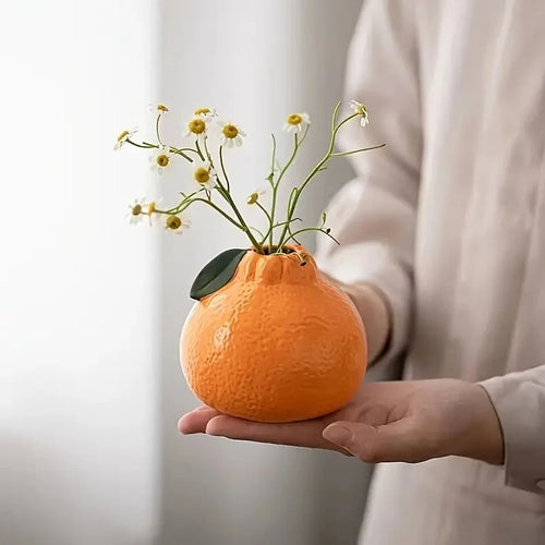 Modern Orange Ceramic Vase – Statement Tabletop Home Decor