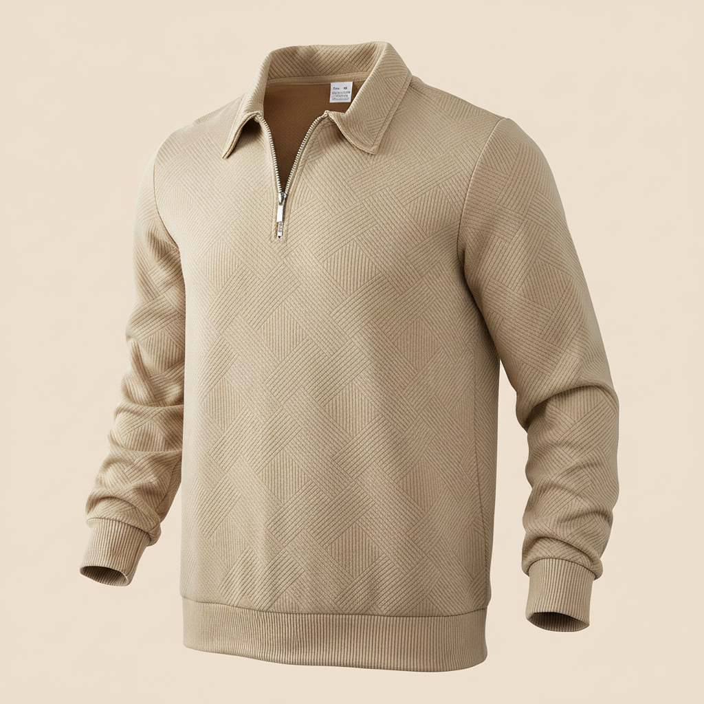 Khaki Quarter-Zip Sweatshirt